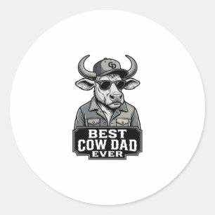 Adesivo Redondo Melhor Pai Vaca de Todos os Tempos Design de Gravu
