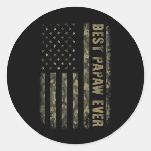 Adesivo Redondo Melhor Papá de Camouflage Bandeira Americana do Pa