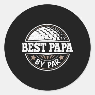 Adesivo Redondo Melhor Papai Pelo Par Jogador de Golfe Vintage Pap