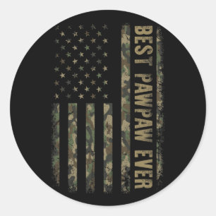 Adesivo Redondo Melhor Pawpaw Ever Camouflage Bandeira Americana
