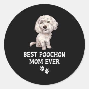 Adesivo Redondo Melhor Poochon Mãe De Sempre Para Bichon Cross Poo
