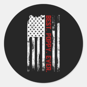 Adesivo Redondo Melhor Poppy Ever American Usa Flag Fatherâ€™S Day