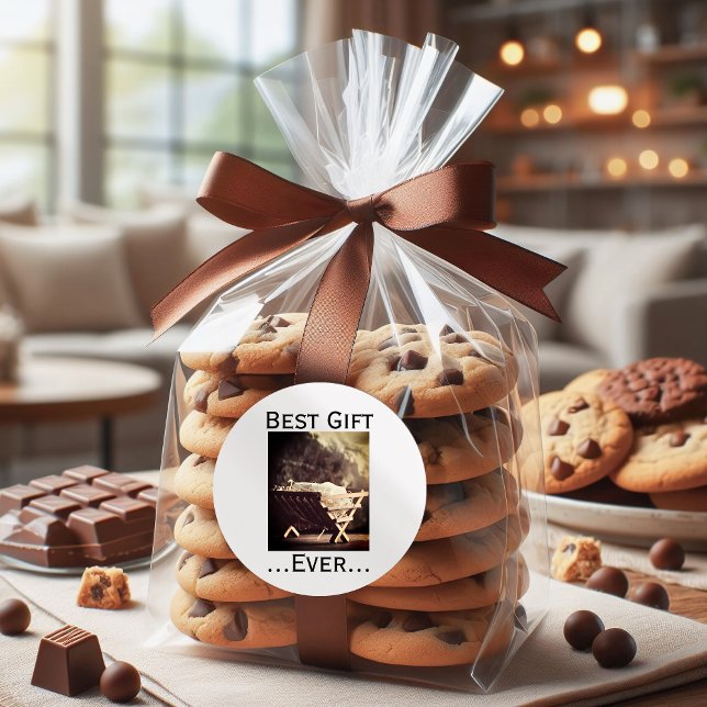 Adesivo Redondo Melhor presente para o bebê de Natal em Manger (Best Gift Ever Christmas Babe in Manger Classic Round Sticker)