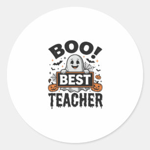 Adesivo Redondo Melhor Professor Boo Design de Halloween Vintage p