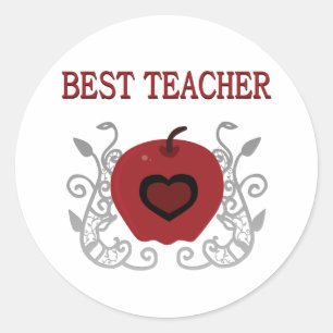 Adesivo Redondo Melhor Professora Apple Vermelha