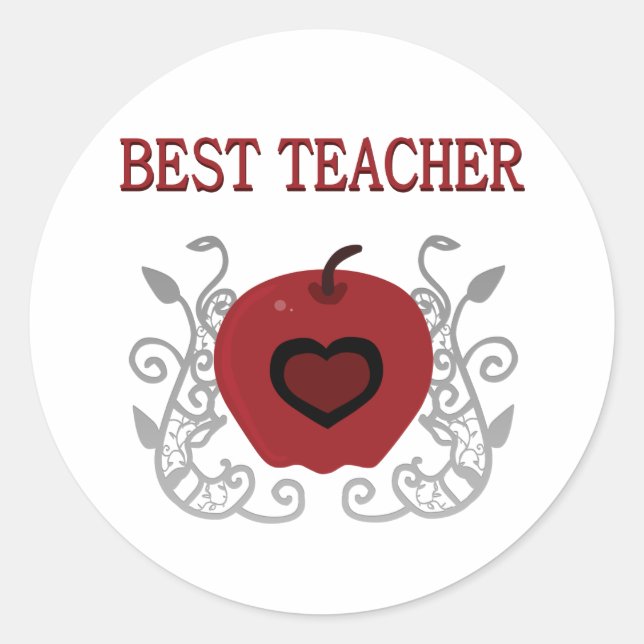 Adesivo Redondo Melhor Professora Apple Vermelha (Frente)