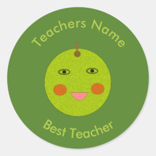 Adesivo Redondo Melhor Professora Feliz Padrões de Maçã