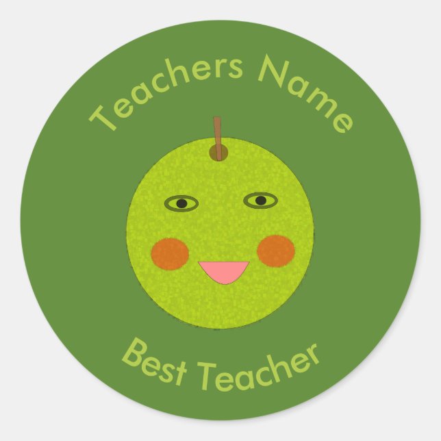 Adesivo Redondo Melhor Professora Feliz Padrões de Maçã (Frente)