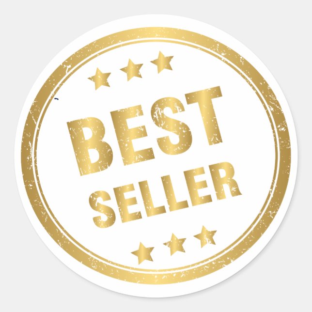 Adesivo Redondo Melhor Vendedor Dourado (Frente)