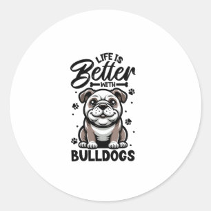 Adesivo Redondo Melhor vida com Bulldog