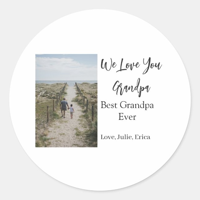 Adesivo Redondo melhor vovô de todos os avós com fotos clássicas (Frente)