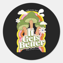 Adesivo Redondo Melhora | Boas Vibes e Retro Sentimentos de Groovy