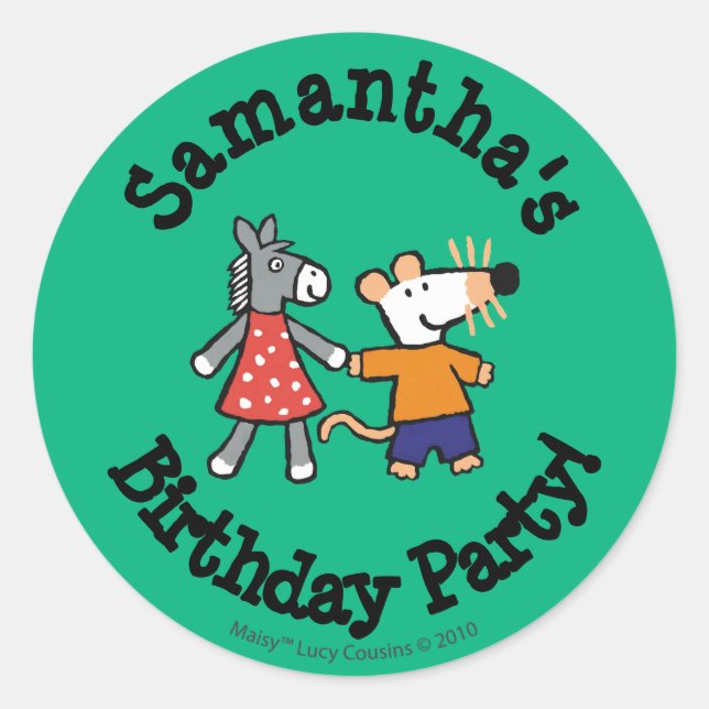 Adesivo Redondo Melhores Amigos Maisy e Dotty Segurando Mãos (Frente)