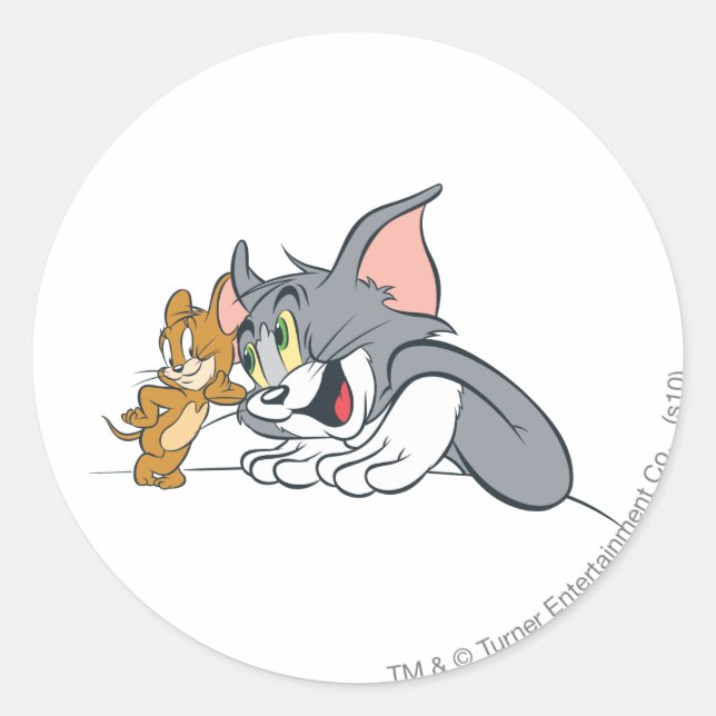Adesivo Redondo Melhores Buds do Tom e do Jerry (Frente)