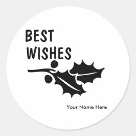 Adesivo Redondo Melhores Desejos com Duas Folhas Holly