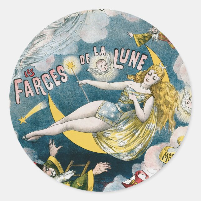 Adesivo Redondo Melies ~ Maggie Francesa Vintage Magic Act (Frente)