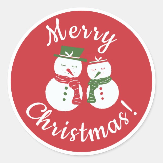 Adesivo Redondo Mellow Snowmen - Xmas red and green custom + rim. (Frente)