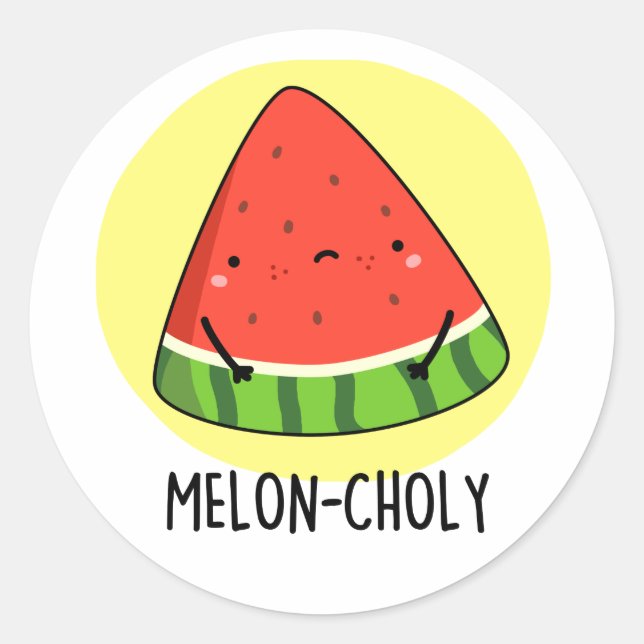 Adesivo Redondo Melon Choly Funny Sad Watermelon Pun (Frente)