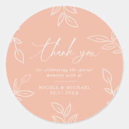 Adesivo Redondo Melon Pink Elegant Deixa O Casamento Obrigado