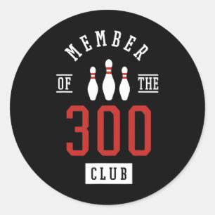 Adesivo Redondo Membro do Clube de Boliche 300 Byll Strike Pins