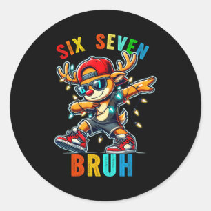 Adesivo Redondo Meme 6 7 Rena Dabbing Seis Sete Bruh Para Homens W
