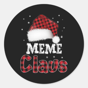 Adesivo Redondo Meme Claus Christmas Red Xadrez Pajama Match