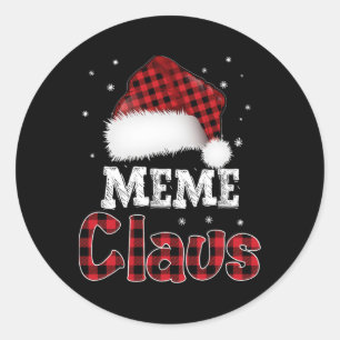 Adesivo Redondo Meme Claus Christmas Red Xadrez Pajama Match