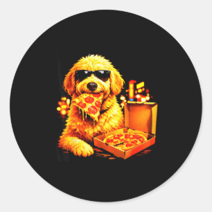 Adesivo Redondo Meme de cachorro goldendoodle meme com óculos de s