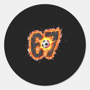 Adesivo Redondo Meme de futebol engraçado 6 7 Seis Sete 67