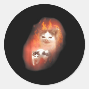 Adesivo Redondo Meme de Gato Bravo Humor Engraçado Amante de Gatin