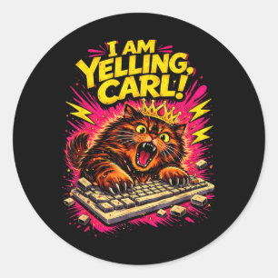 Adesivo Redondo Meme de Gato Donut Carl Eu Estou Gritando Engraçad