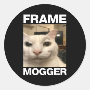 Adesivo Redondo Meme de gato mogando quadro
