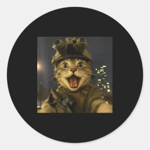 Adesivo Redondo Meme de Gato Waactical