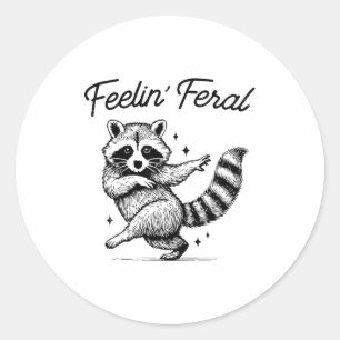 Adesivo Redondo Meme de Guaxinim Feral com Sentimento Vintage Dive