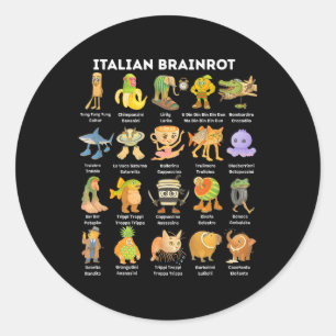 Adesivo Redondo Meme de Italian Brainrot para Crianças Meninos Hom