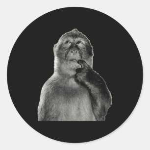 Adesivo Redondo Meme de Macaco Engraçado com Estilo de Arte de Hum