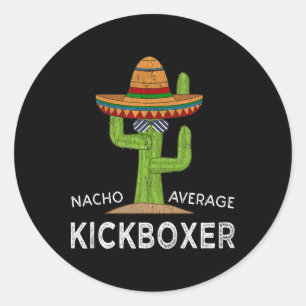 Adesivo Redondo Meme Divertido de Kickboxer Hilário Engraçado Kick