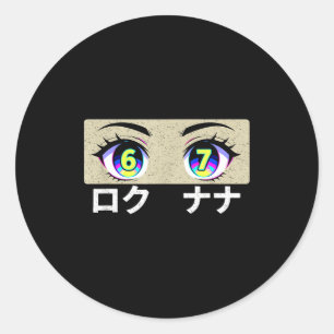 Adesivo Redondo Meme Divertido Seis Sete 6 E 7 Nos Olhos Do Anime