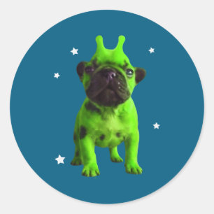 Adesivo Redondo Meme do Cão Alienígena Retro Bobo Cão Espaço Antig