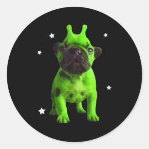 Adesivo Redondo Meme do Cão Alienígena Retro Cão Bobo Espaço Antig