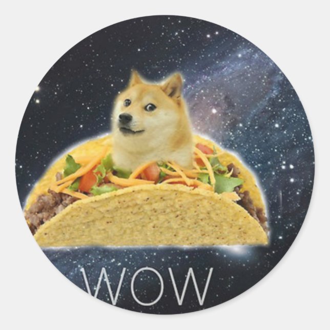 Adesivo Redondo meme do taco espacial doge (Frente)