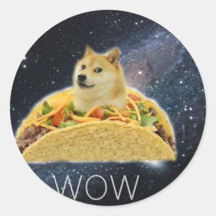 Adesivo Redondo meme do taco espacial doge