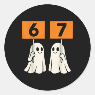 Adesivo Redondo Meme engraçado 67 Halloween Tendência Seis Sete Fa