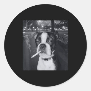 Adesivo Redondo Meme Engraçado de Cachorro Fumando Cigarro Meme Ge