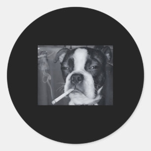 Adesivo Redondo Meme Engraçado de Cachorro Fumando Cigarro Meme Ge