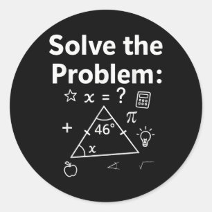 Adesivo Redondo Meme engraçado de matemática 67 Resolva o problema