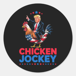 Adesivo Redondo Meme Engraçado do Frango Jóquei Trump