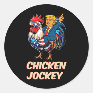 Adesivo Redondo Meme Funny Trump Chicken Jockey