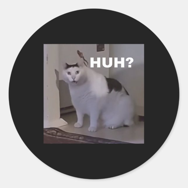 Adesivo Redondo Meme Huh Cat (Frente)