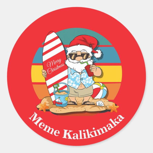 Adesivo Redondo meme kalikimaka do Havaí (Frente)